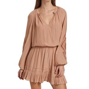 Ramy Brook Carmel Emmett Ruffle Boho Long Sleeve Minidress, Size M, Like New
